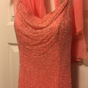 Beaded Coral Prom Dress